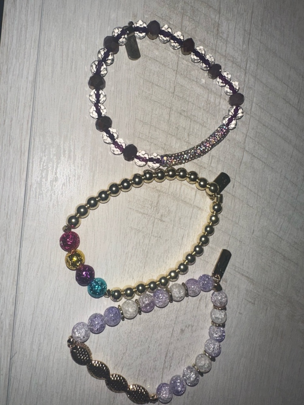 Erimish Colorful Beaded Bracelet Set - Purple, Gold, Multicolor extended size